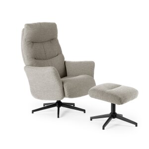 Barna draaifauteuil met hocker